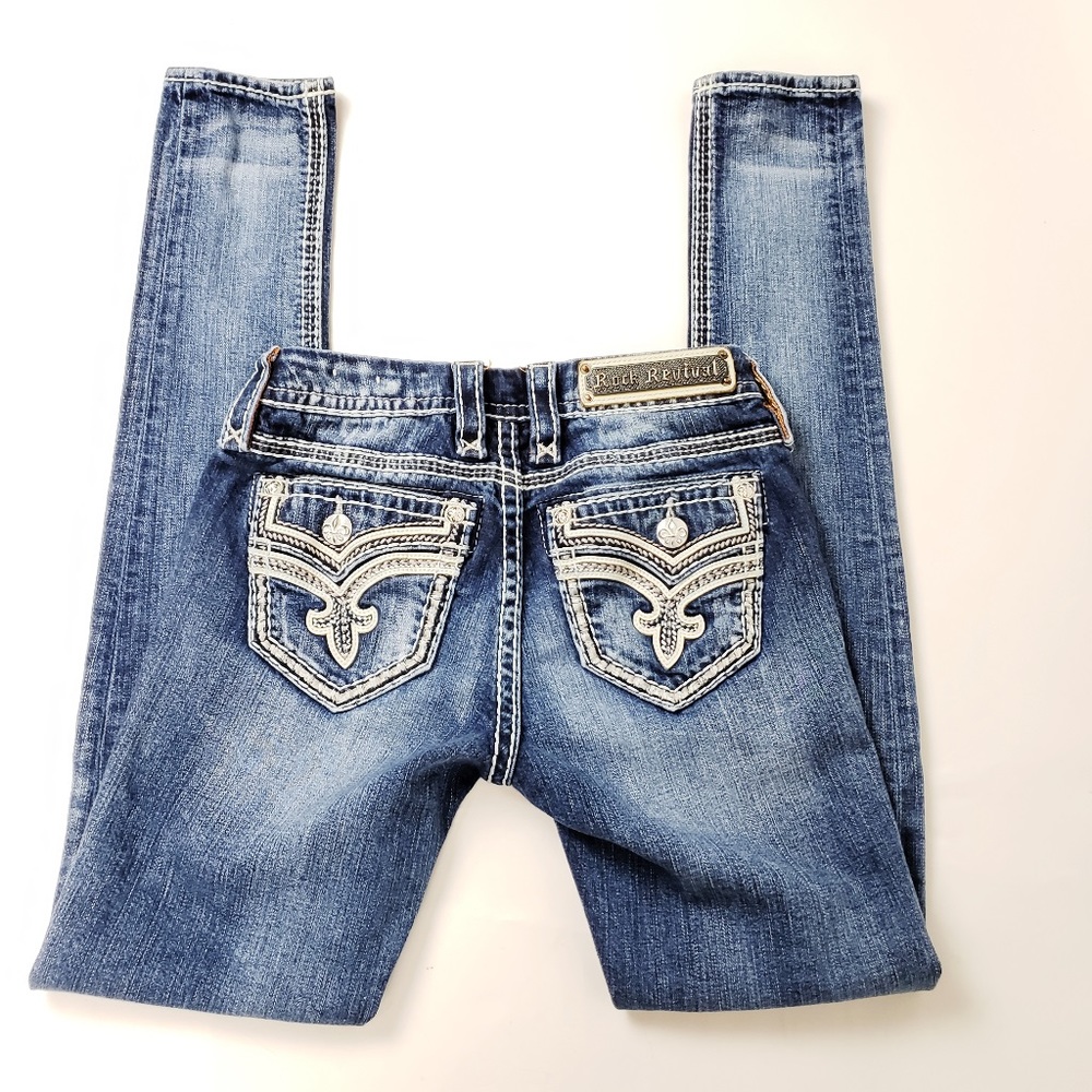 Rock Revival Kira Jeans Mid-rise Skinny Size 26
